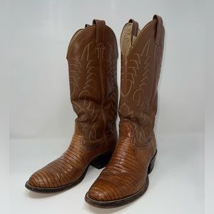 PRE-LOVED Nacona Peanut Brittle Lizard Skin Western Boots - Size 7